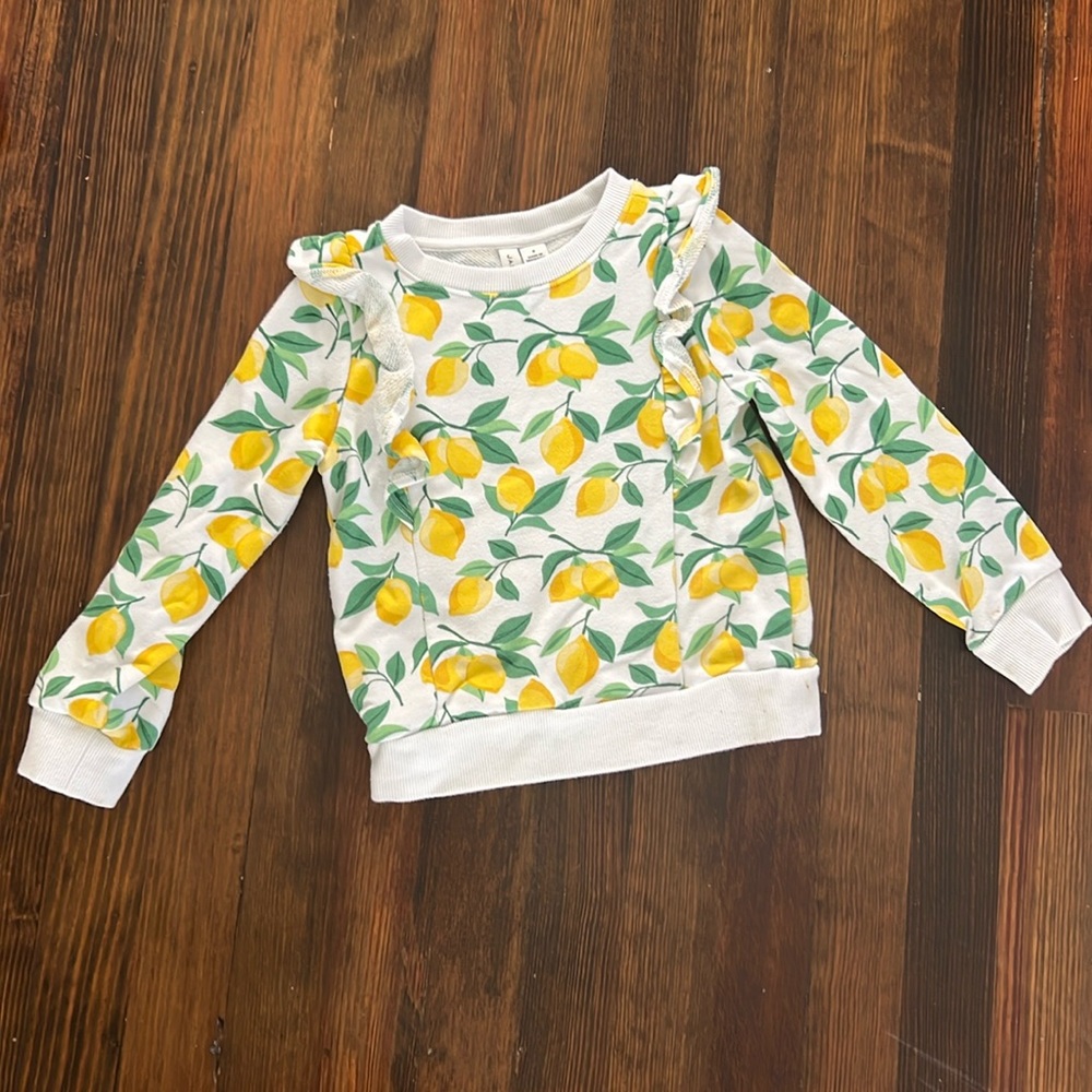 Janie and Jack White and Yellow Lemon Print Sweater